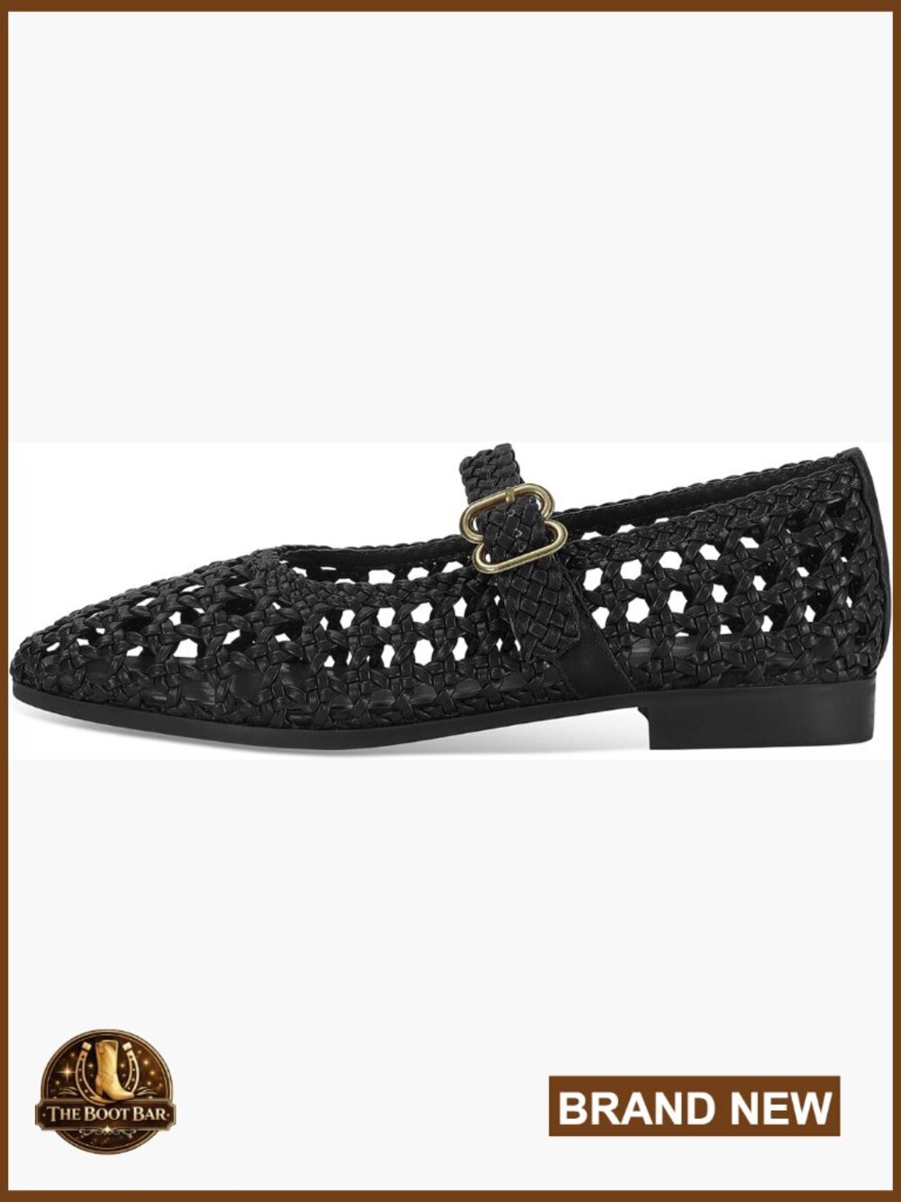 Woven Ballet Flats Women Square Toe Mary Jane Low Heel Faux Leather Comfort